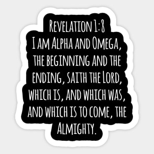 Revelation 1:8 King James Version (KJV) Bible Verse Typography Sticker